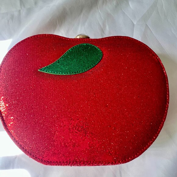 Red Sequins Apple Design Women's Gold Shoulder Clutch Bag Snow White Costume - Picture 3 of 14